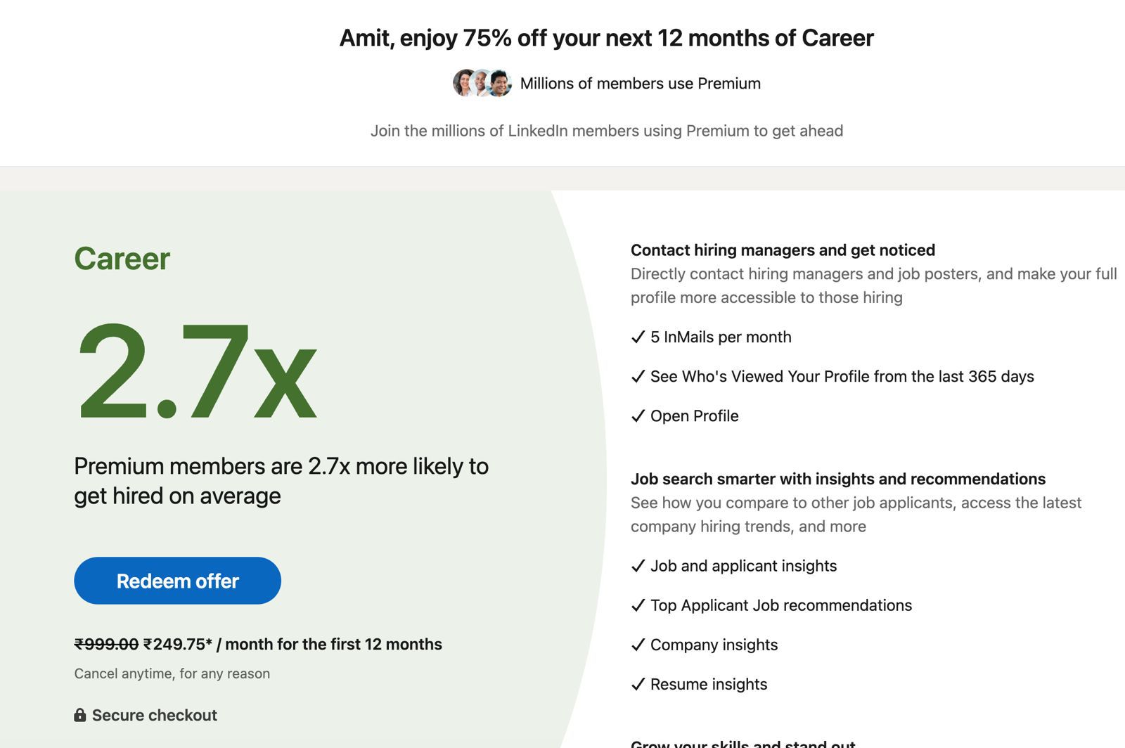 Career Premium subscription